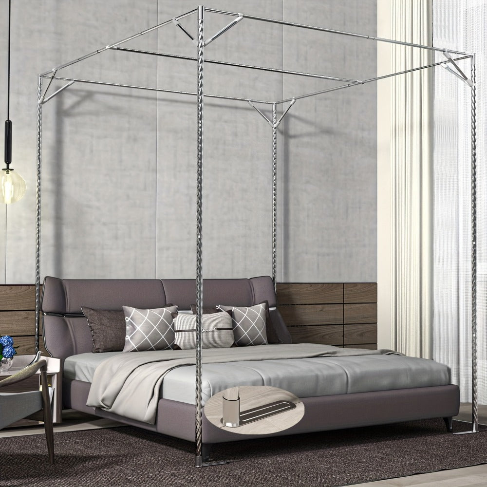 Canopy Bed Frame, Stainless Steel - Adjustable for Twin, Full, Queen & King, Thick Bracket shown in the main product view