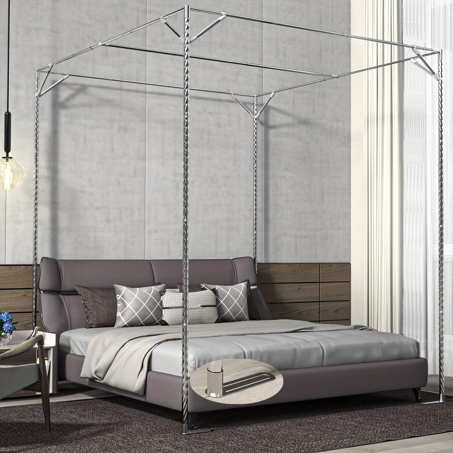 Canopy Bed Frame shown in the Stainless Steel option