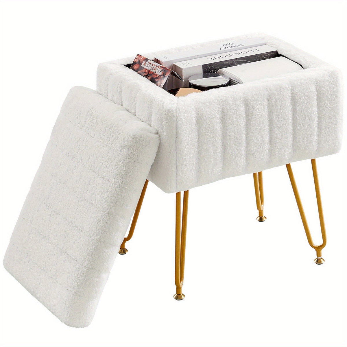 Vanity Stool shown in the White option