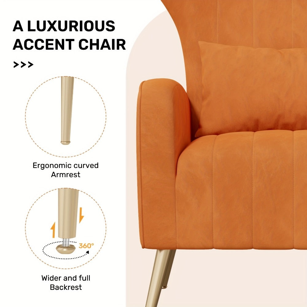 Metal Velvet Accent Chair, Living Room Armchair for Comfortable Everyday Seating detail image - detail view 11