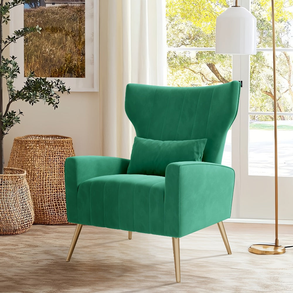 Metal Velvet Accent Chair, Living Room Armchair for Comfortable Everyday Seating detail image - detail view 13