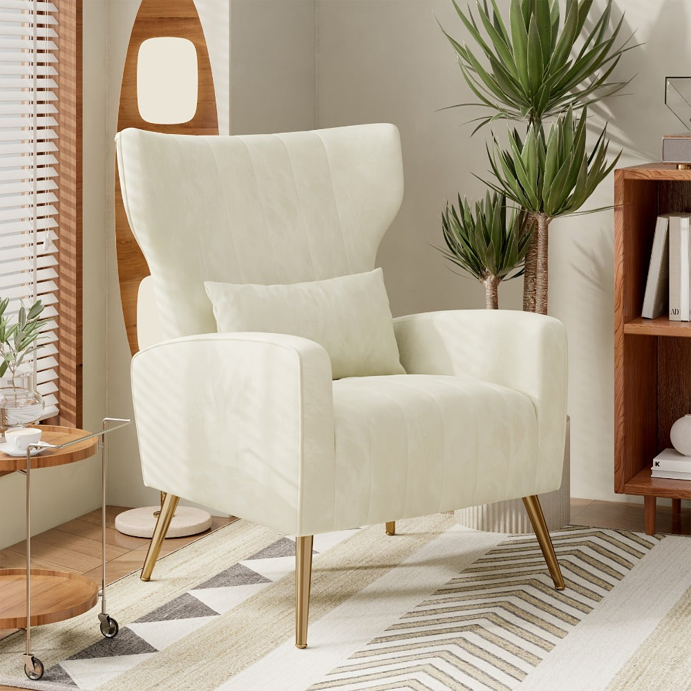 Metal Velvet Accent Chair, Living Room Armchair for Comfortable Everyday Seating detail image - detail view 15