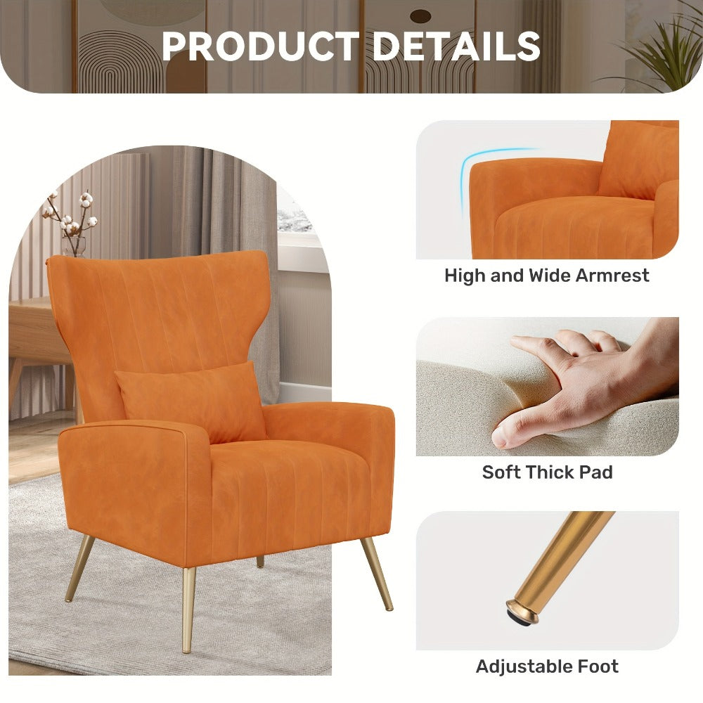 Metal Velvet Accent Chair, Living Room Armchair for Comfortable Everyday Seating detail image - detail view 16