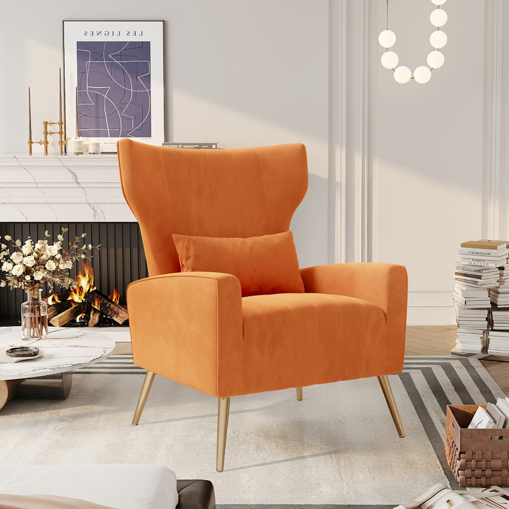 Metal Velvet Accent Chair, Living Room Armchair for Comfortable Everyday Seating detail image - detail view 17