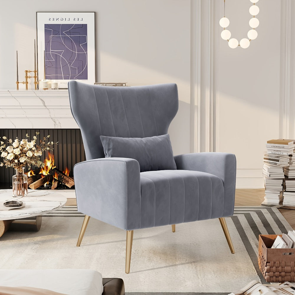 Metal Velvet Accent Chair, Living Room Armchair for Comfortable Everyday Seating detail image - detail view 23