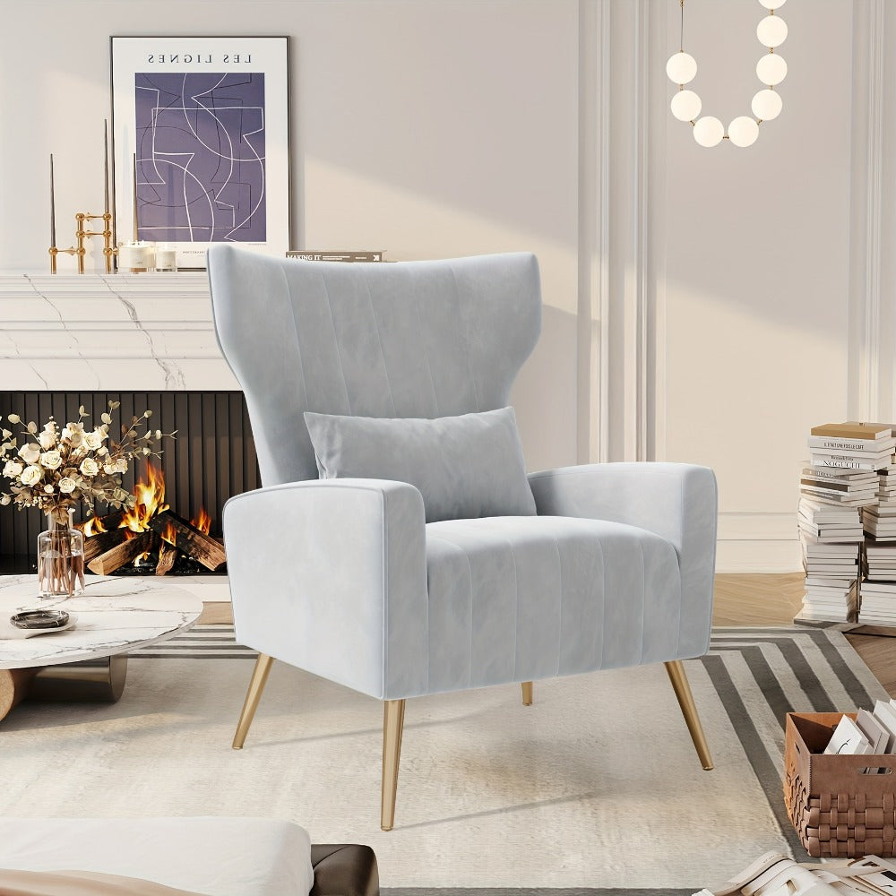 Metal Velvet Accent Chair, Living Room Armchair for Comfortable Everyday Seating detail image - detail view 25
