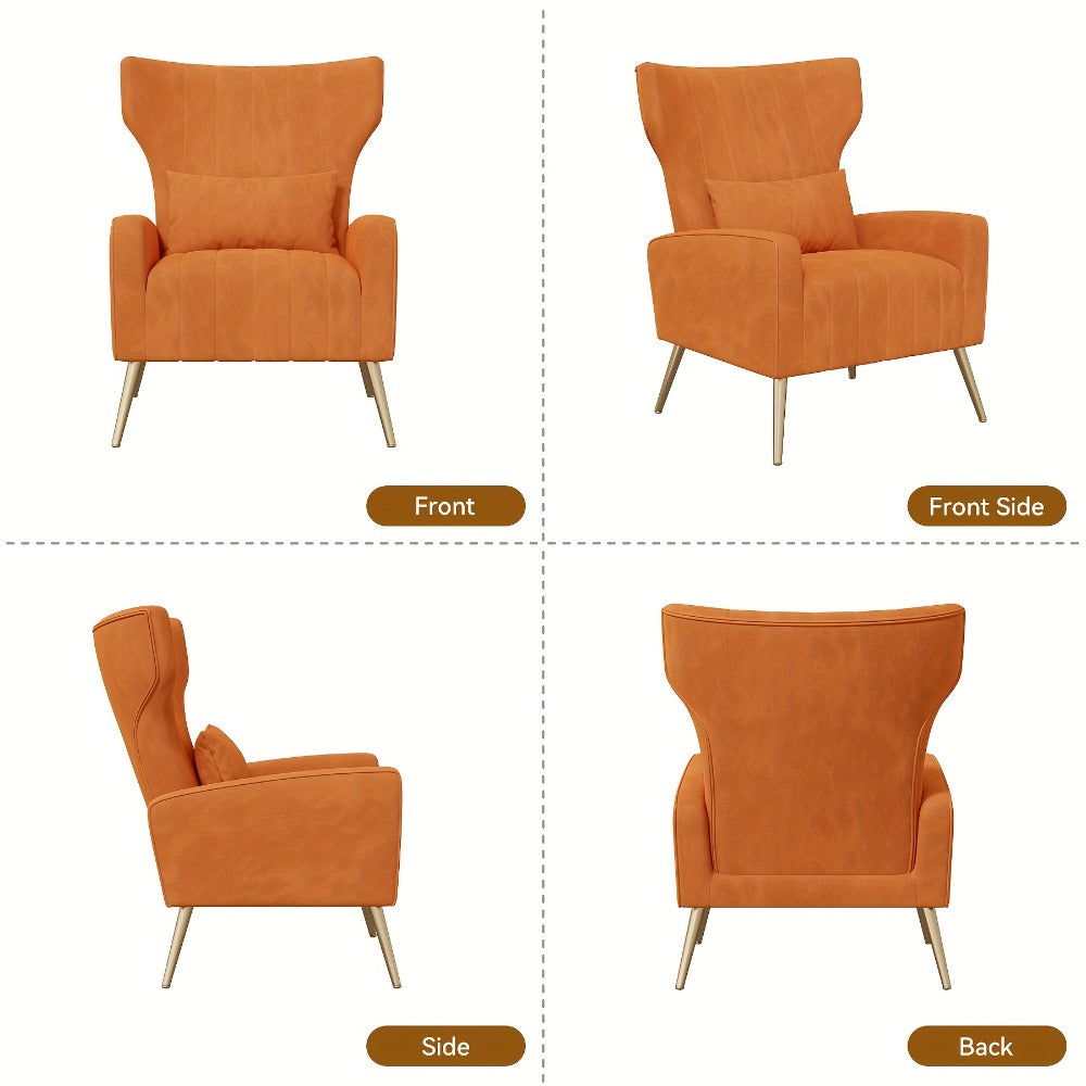 Metal Velvet Accent Chair, Living Room Armchair for Comfortable Everyday Seating detail image