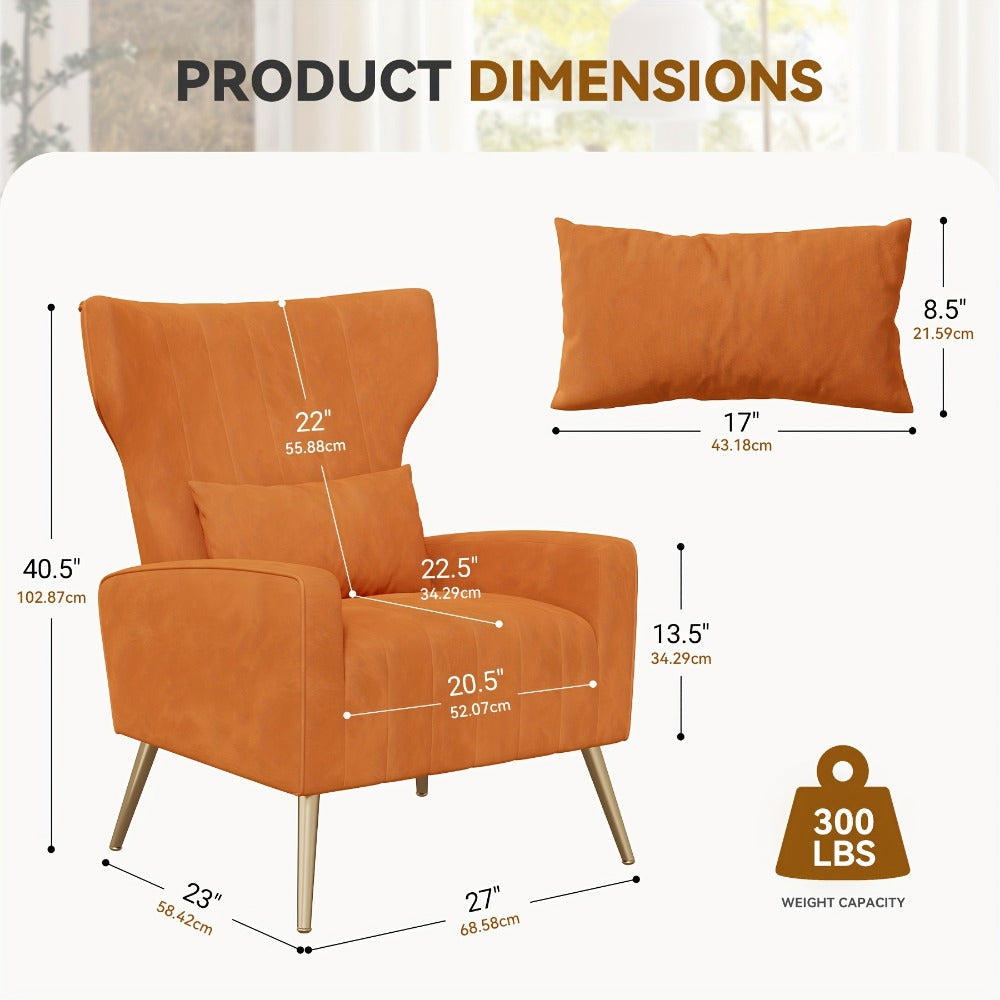 Metal Velvet Accent Chair, Living Room Armchair for Comfortable Everyday Seating detail image - detail view 4