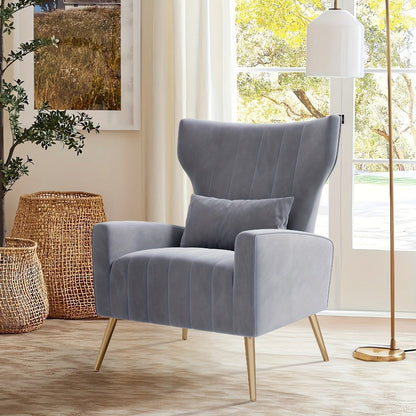 Metal Velvet Accent Chair, Living Room Armchair for Comfortable Everyday Seating detail image - detail view 5