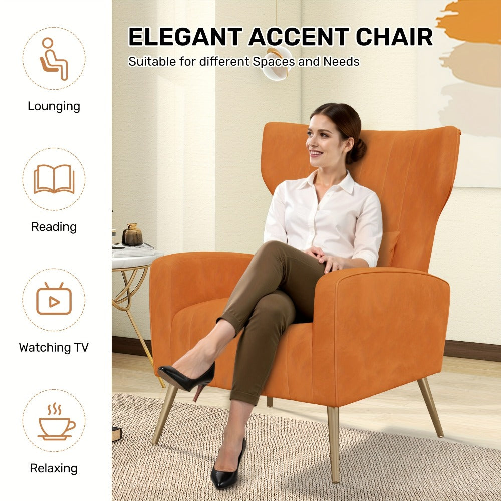 Metal Velvet Accent Chair, Living Room Armchair for Comfortable Everyday Seating detail image - detail view 6