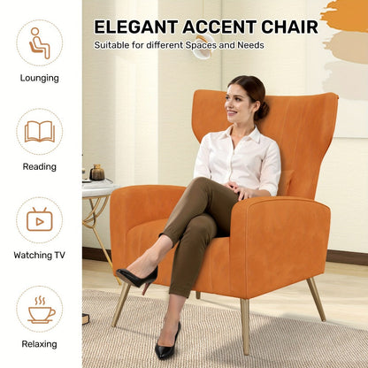 Metal Velvet Accent Chair, Living Room Armchair for Comfortable Everyday Seating detail image - detail view 6