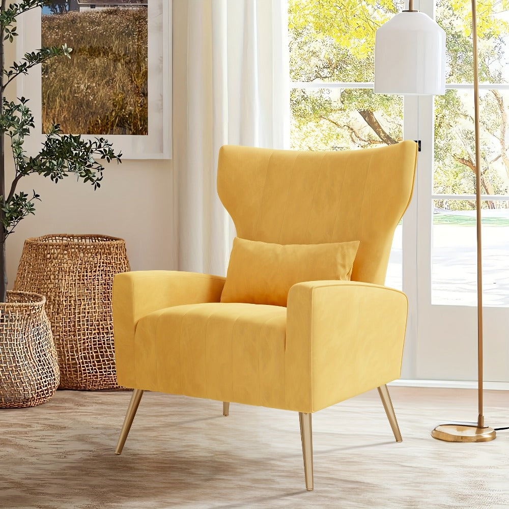 Metal Velvet Accent Chair, Living Room Armchair for Comfortable Everyday Seating detail image - detail view 8
