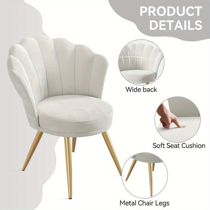 Dining Chair, Velvet with Golden Metal Legs - Woven Upholstery Accent Chair for Dining shown in the main product view