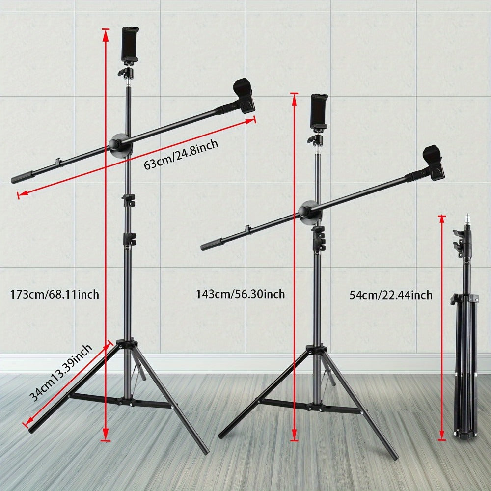 Microphone Boom Stand with 360-Degree Ball Head, XLR Port and Dual Clips detail image