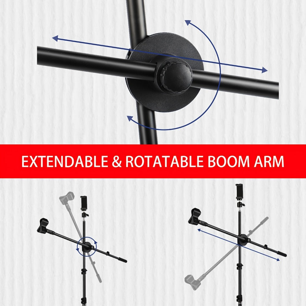 Microphone Boom Stand with 360-Degree Ball Head, XLR Port and Dual Clips detail image - detail view 6