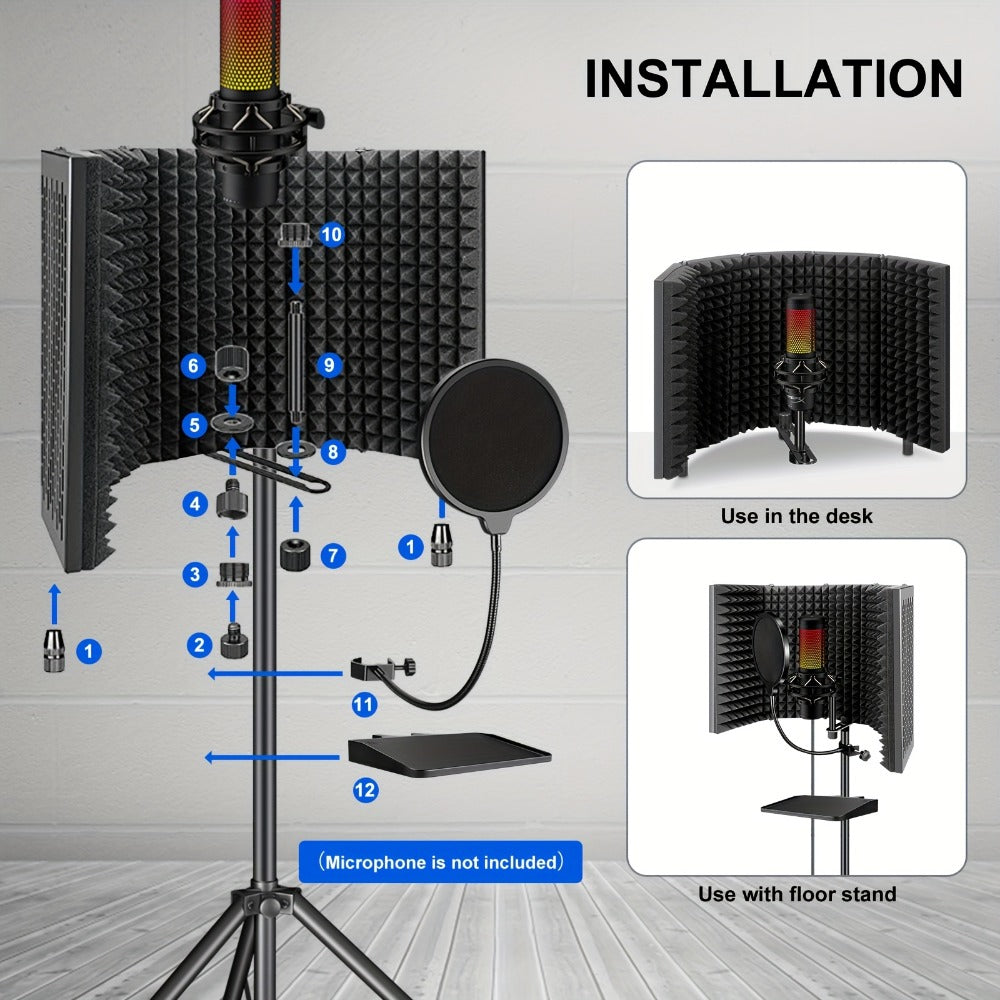 Microphone Isolation Shield, Condenser for Reducing Nearby Room Reflections Around A detail image - detail view 8