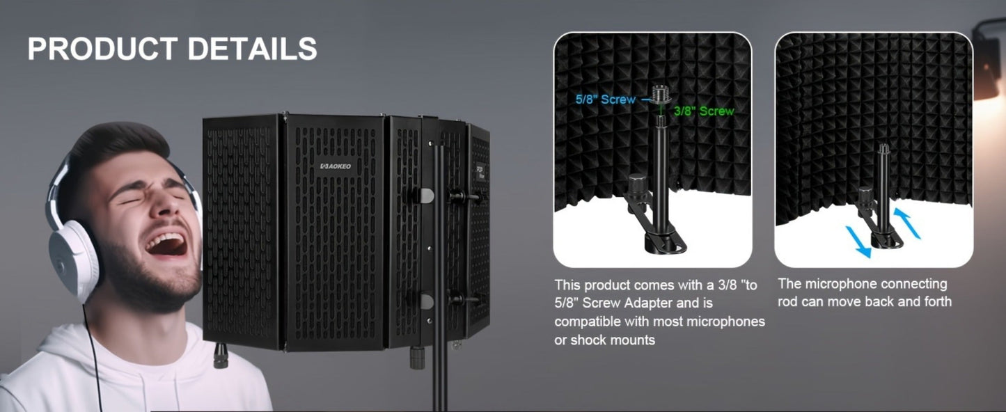Microphone Isolation Shield, Foldable for Reducing Nearby Room Reflections Around A detail image - detail view 13