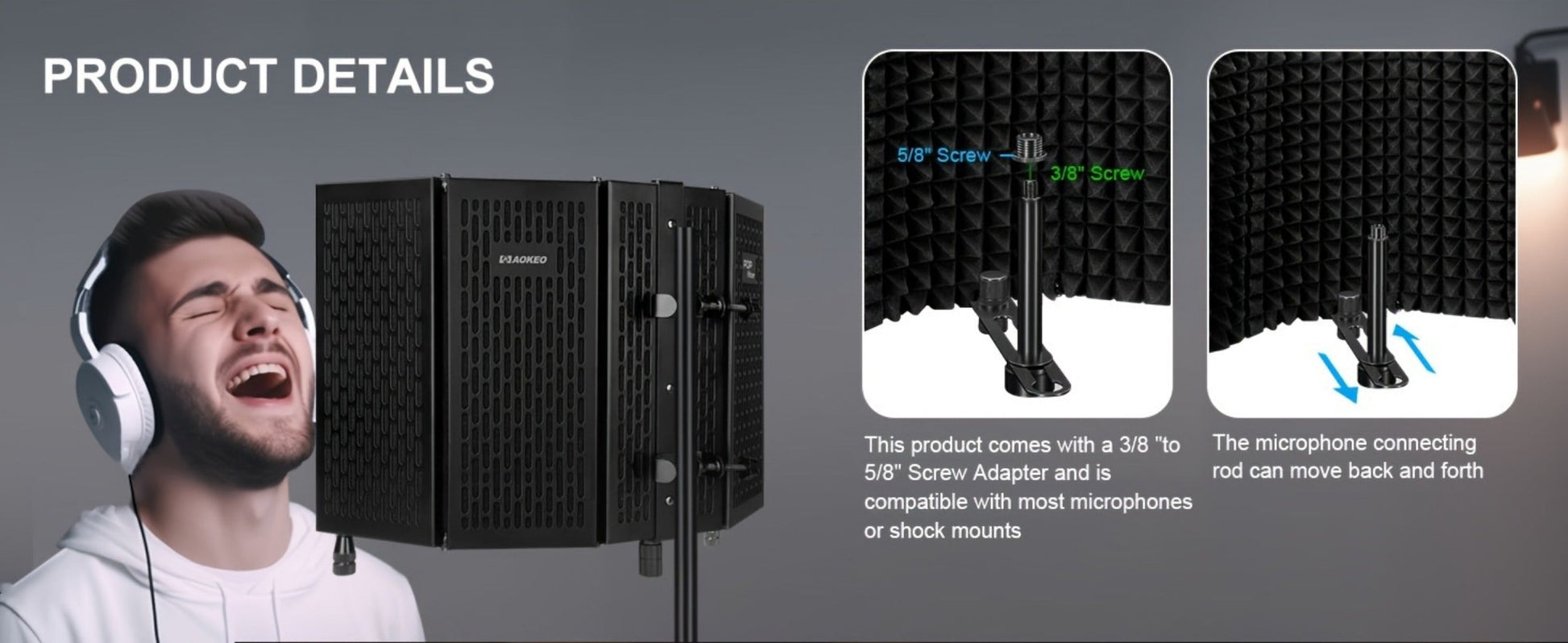 Microphone Isolation Shield, Foldable for Reducing Nearby Room Reflections Around A detail image - detail view 13