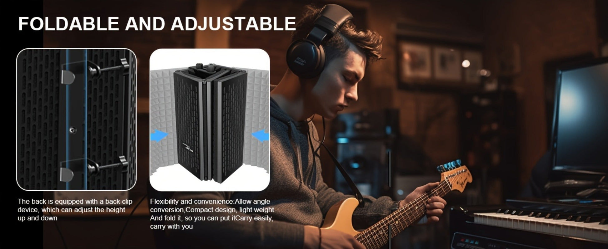 Microphone Isolation Shield, Foldable for Reducing Nearby Room Reflections Around A detail image - detail view 14