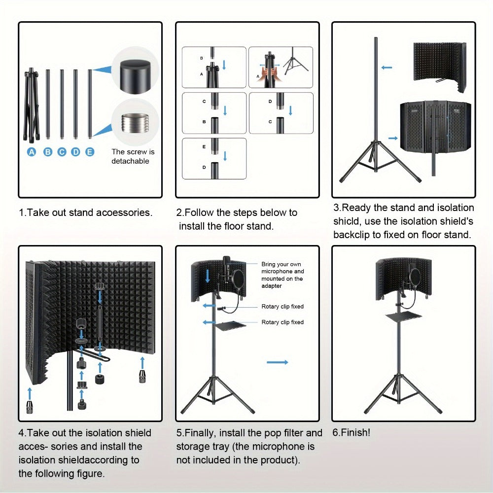Microphone Isolation Shield, Foldable for Reducing Nearby Room Reflections Around A detail image - detail view 5
