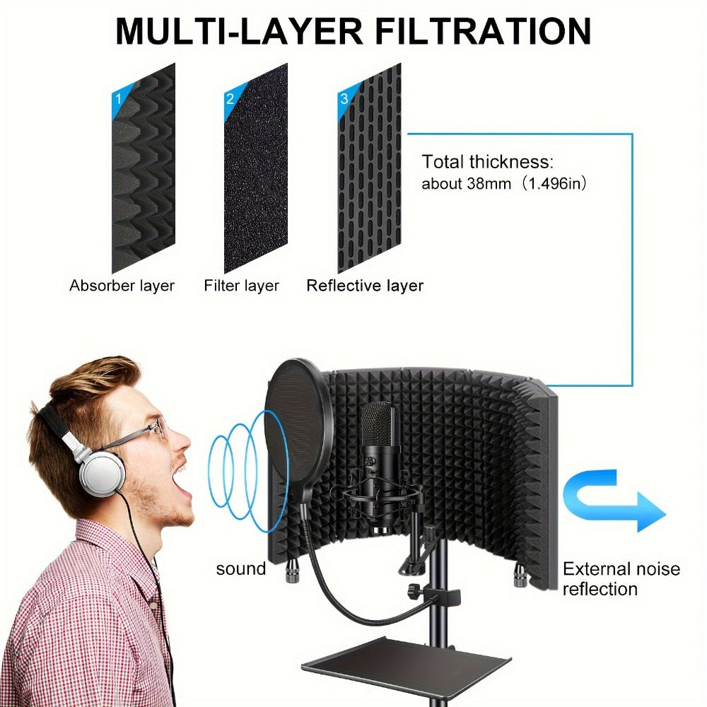 Microphone Isolation Shield, Foldable for Reducing Nearby Room Reflections Around A detail image - detail view 7