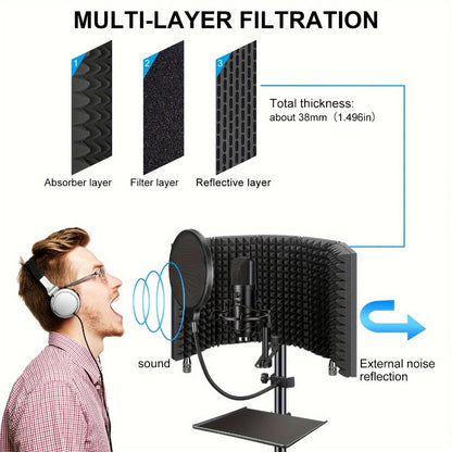 Microphone Isolation Shield, Foldable for Reducing Nearby Room Reflections Around A detail image - detail view 7