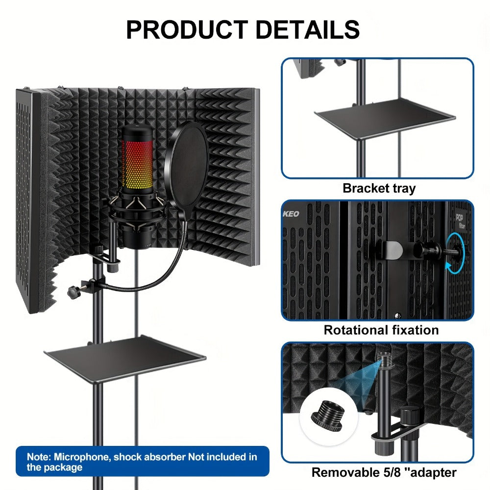 Microphone Isolation Shield, Foldable for Reducing Nearby Room Reflections Around A detail image - detail view 9