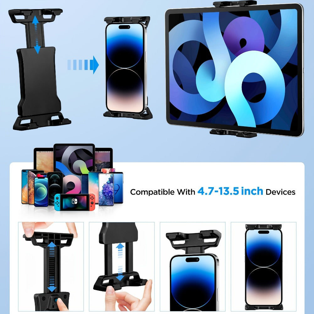 Microphone Stand Tablet Holder for 4.7 to 13.5-Inch Phones and Tablets detail image