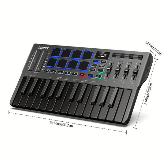 MIDI Keyboard Controller, USB-C, USB, Donner, DMK25, Pro for Music Production detail image