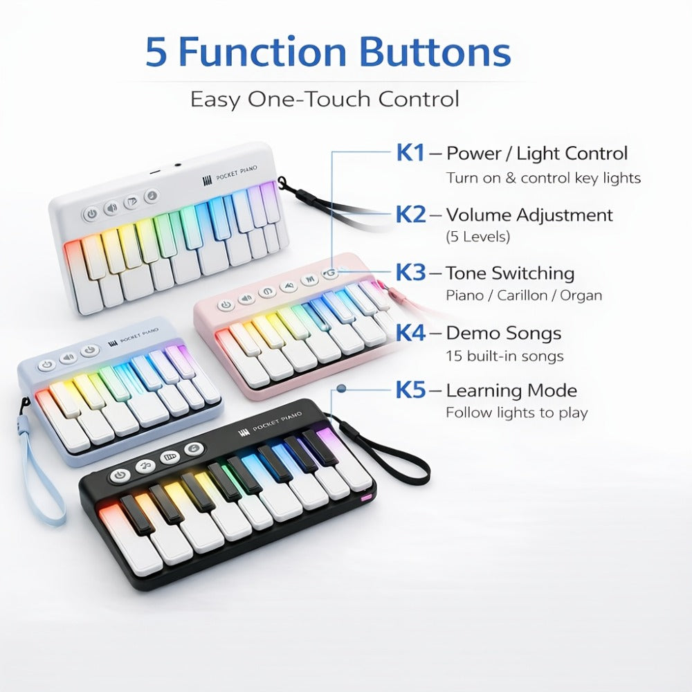 Mini Piano Keyboard, 36V, Portable, Electronic for Basic Music Play And Portable Beginner detail image - detail view 5