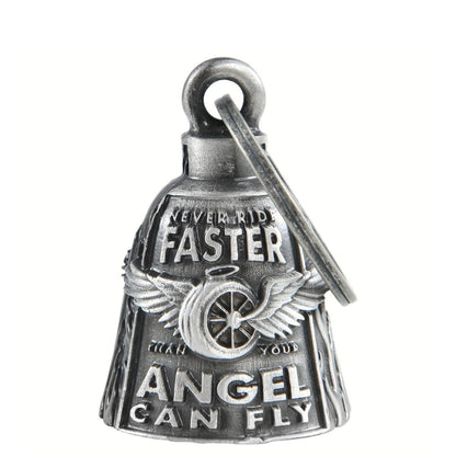 Motorcycle Guardian Bell - Keychain Wheel with Wings Good Luck Spirit Riding for Bikers, Includes - product detail view 2