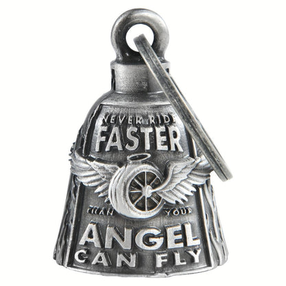 Motorcycle Guardian Bell - Keychain Wheel with Wings Good Luck Spirit Riding for Bikers, Includes - product detail view 3