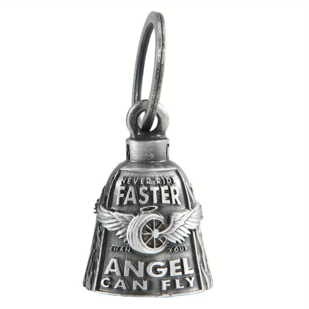 Motorcycle Guardian Bell - Keychain Wheel with Wings Good Luck Spirit Riding for Bikers, Includes - product detail view 4