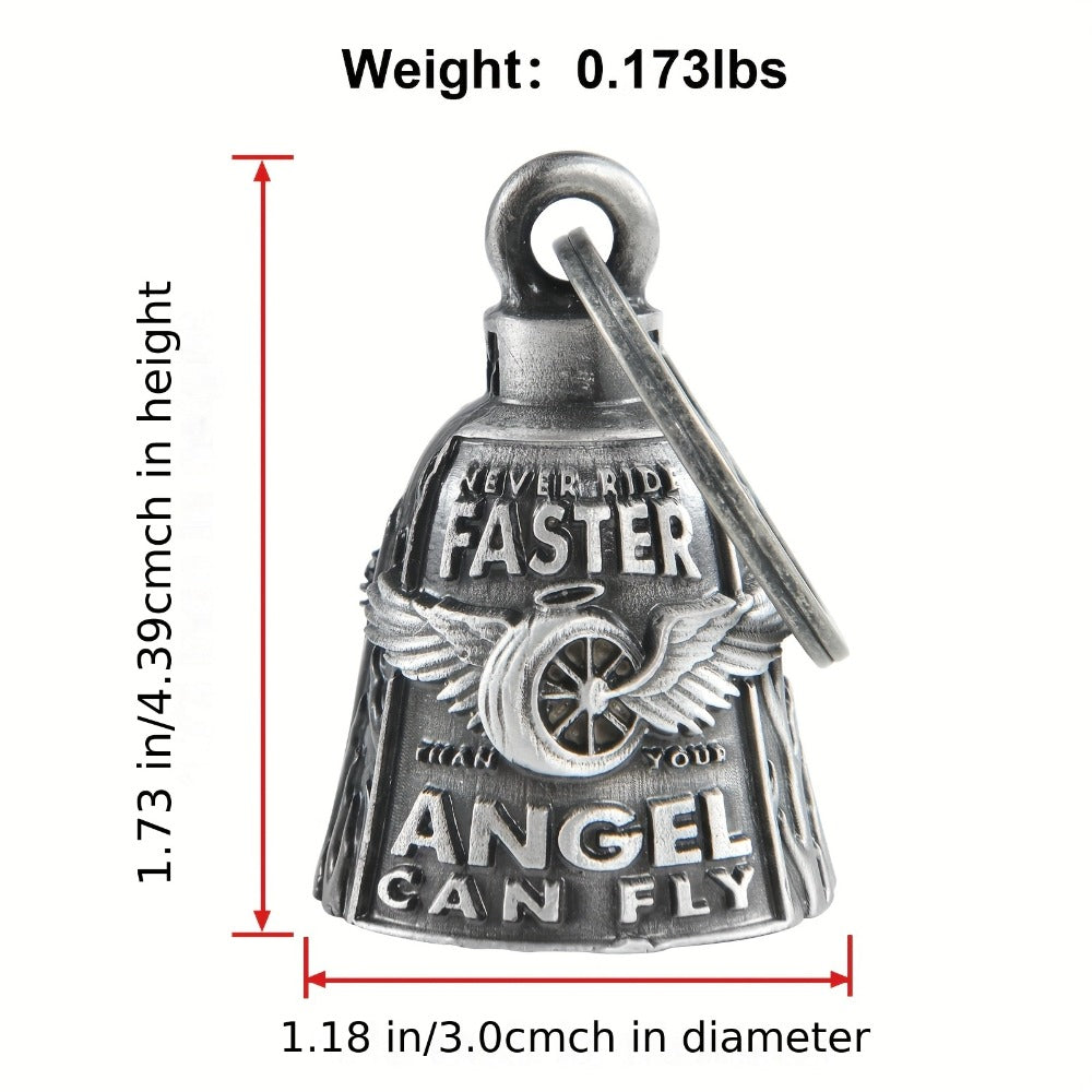 Motorcycle Guardian Bell - Keychain Wheel with Wings Good Luck Spirit Riding for Bikers, Includes - product detail view 6