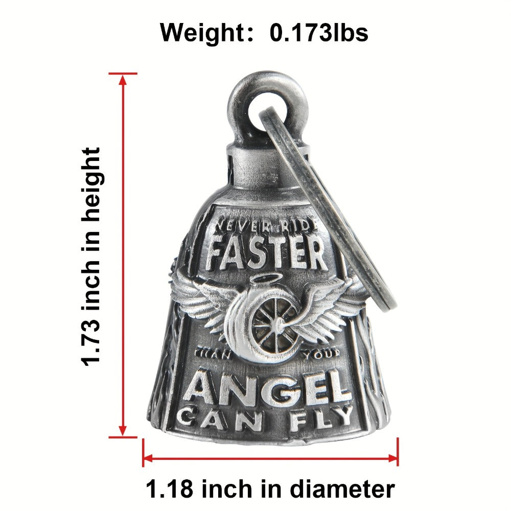 Motorcycle Guardian Bell - Keychain Wheel with Wings Good Luck Spirit Riding for Bikers, Includes - product detail view 8