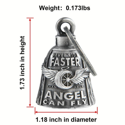 Motorcycle Guardian Bell - Keychain Wheel with Wings Good Luck Spirit Riding for Bikers, Includes - product detail view 8
