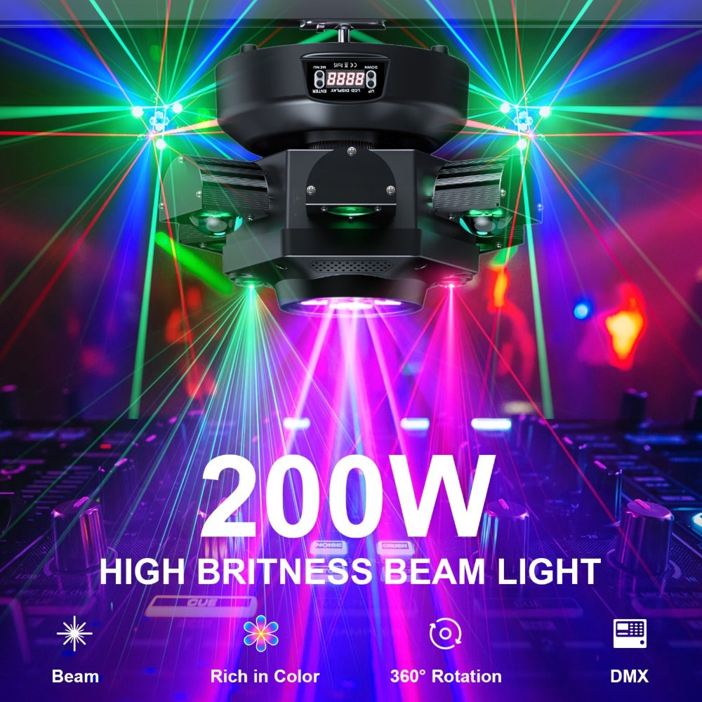 Moving Head DJ Light, Dynamic, RGBW, Wedding, Stage, 200W for Stage and Party Lighting detail image