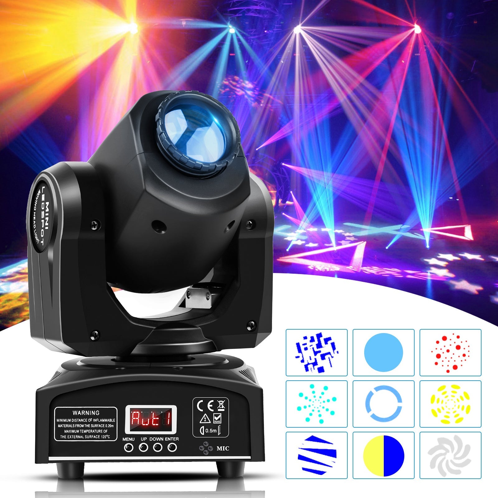 Moving Head DJ Light shown in the ZQ02001 option