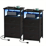 2pcs-3 Drawers-Black