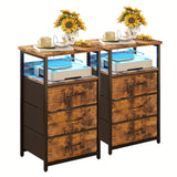 2pcs-3 Drawers-Brown
