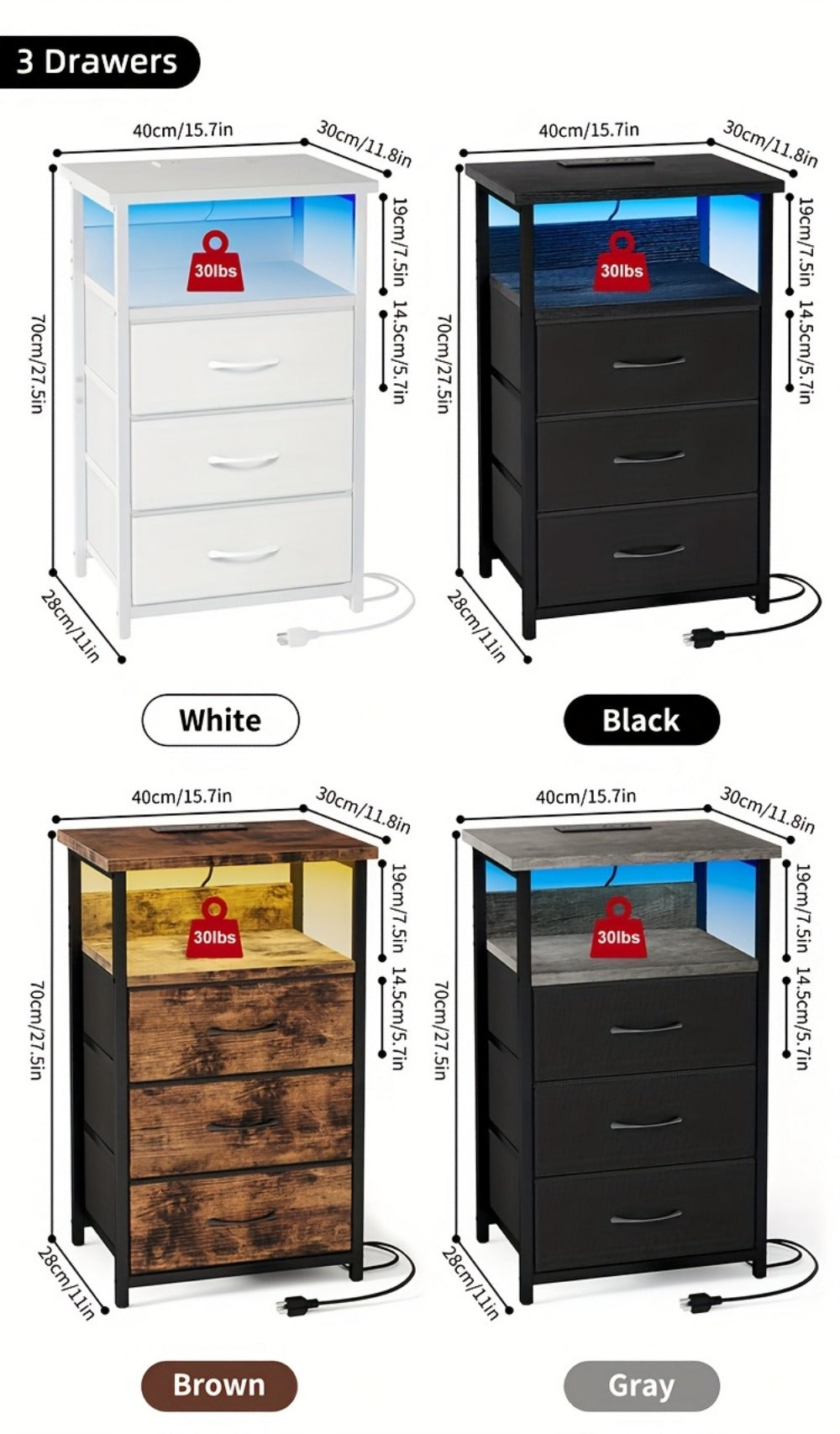 Multi-Drawer Nightstand with Charging Station for Practical Everyday Home Use detail image - detail view 32