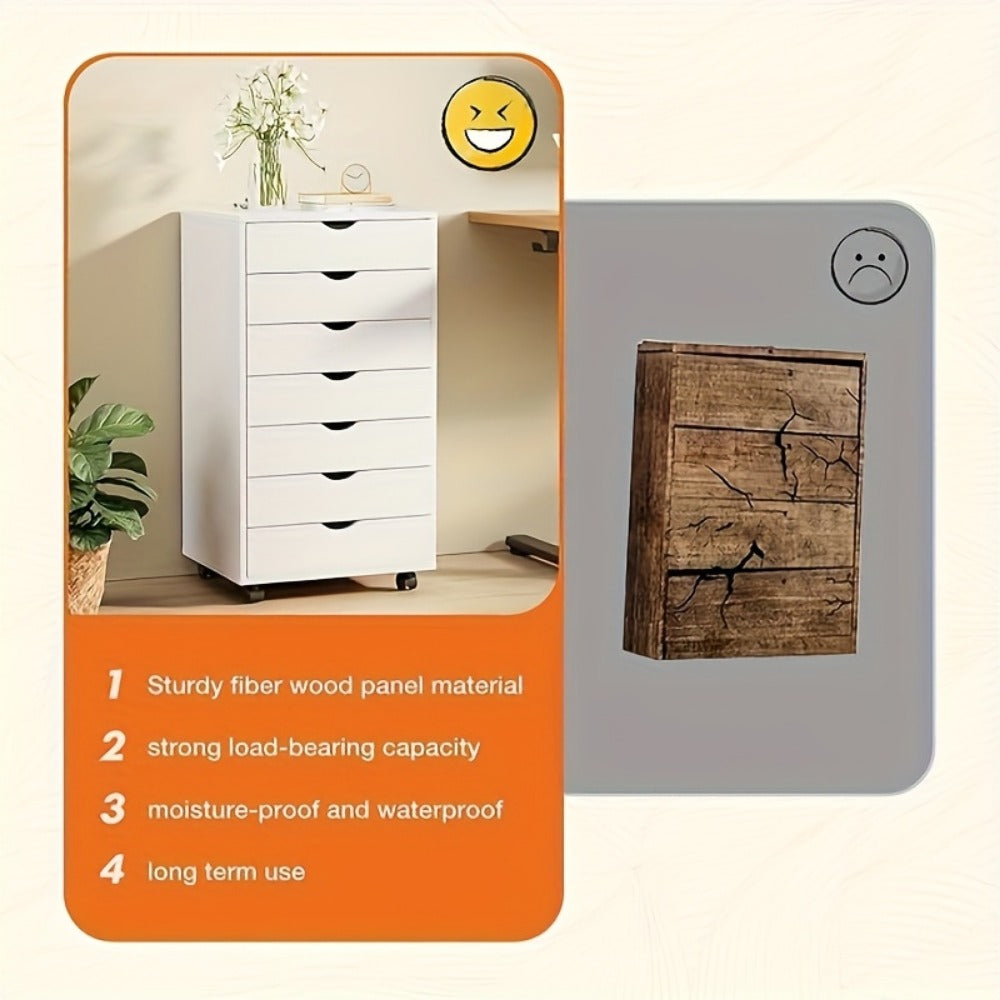 Multi-Drawer Rolling Bathroom Storage Cabinet, Freestanding Storage Cupboard detail image - detail view 8