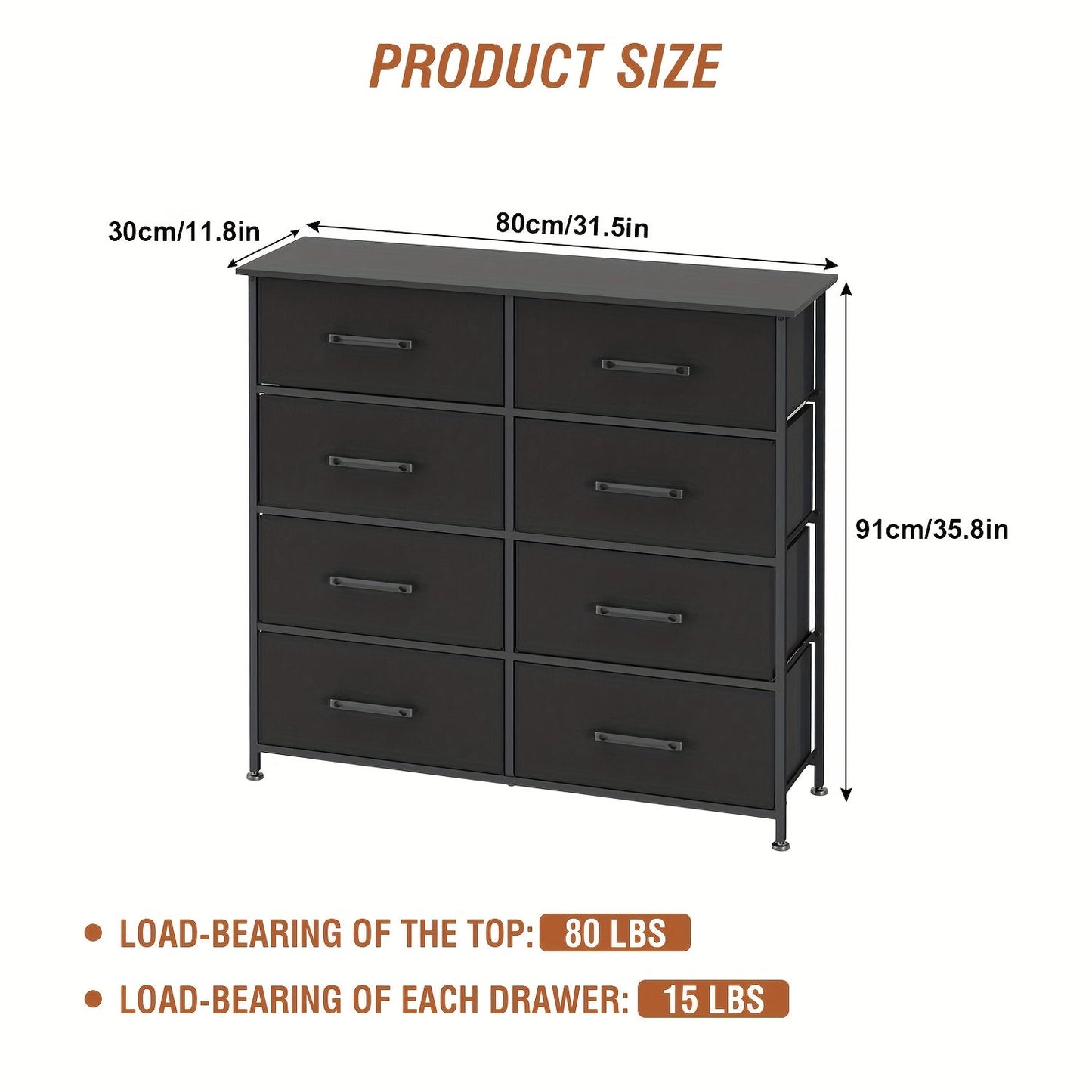 Dresser shown in the Black, 8-Drawers option