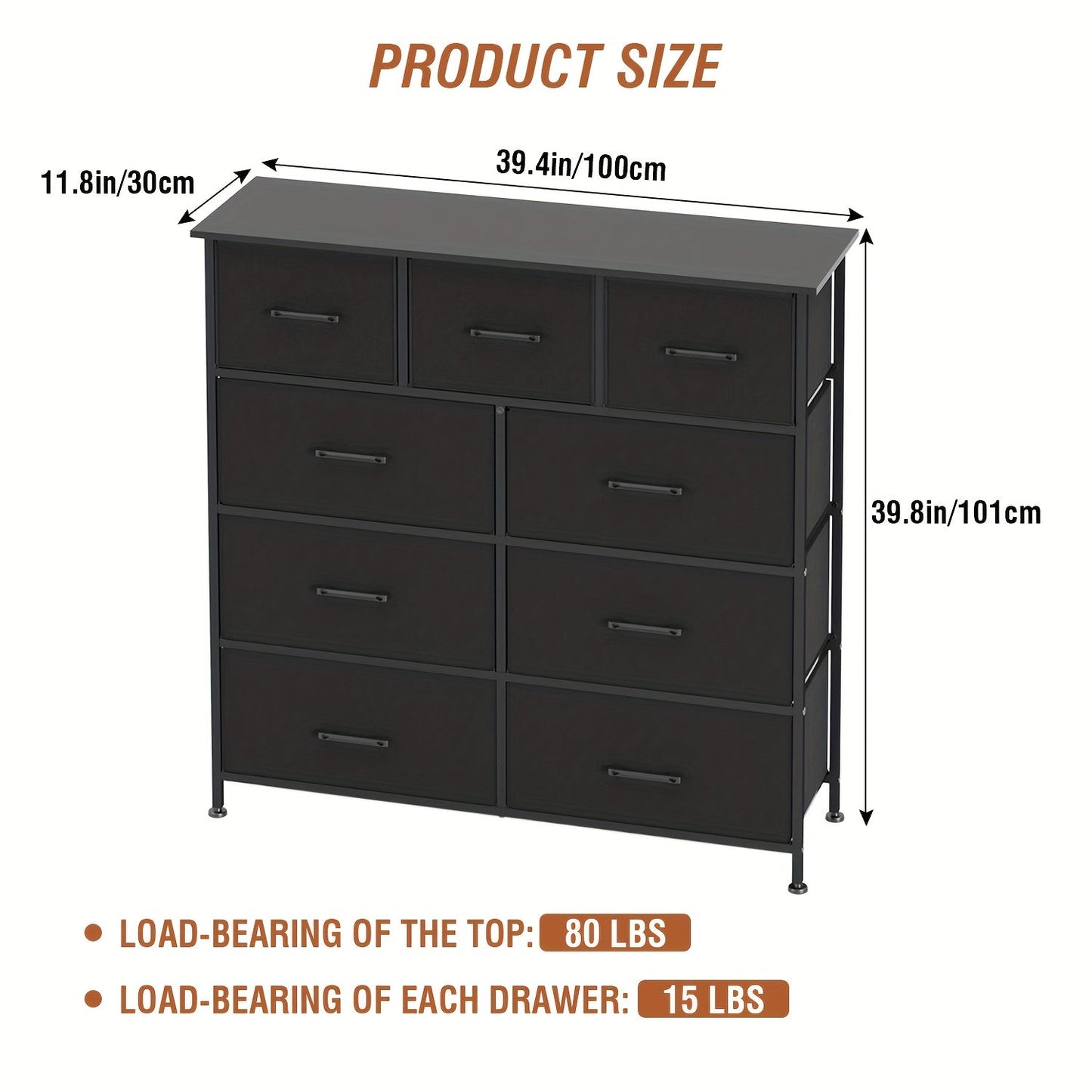 Dresser shown in the Black, 9-Drawers option