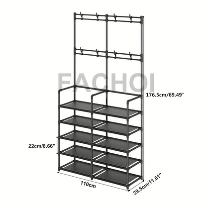 Shoe Rack shown in the Black double row 10 layers option