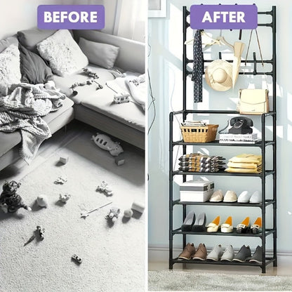 Multi-Layer Freestanding Shoe Rack, Closet Shoe Shelf for Entryway detail image - detail view 4