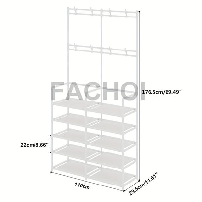 Shoe Rack shown in the White double row 10 layers option