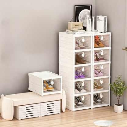 Multi-Layer Space-Saving Shoe Organizer with Stackable Design for Entryway detail image