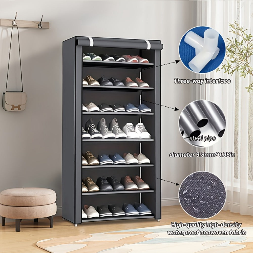 Multi-Tier Fabric Shoe Cabinet with Tool-Free Assembly for Entryway detail image - detail view 12