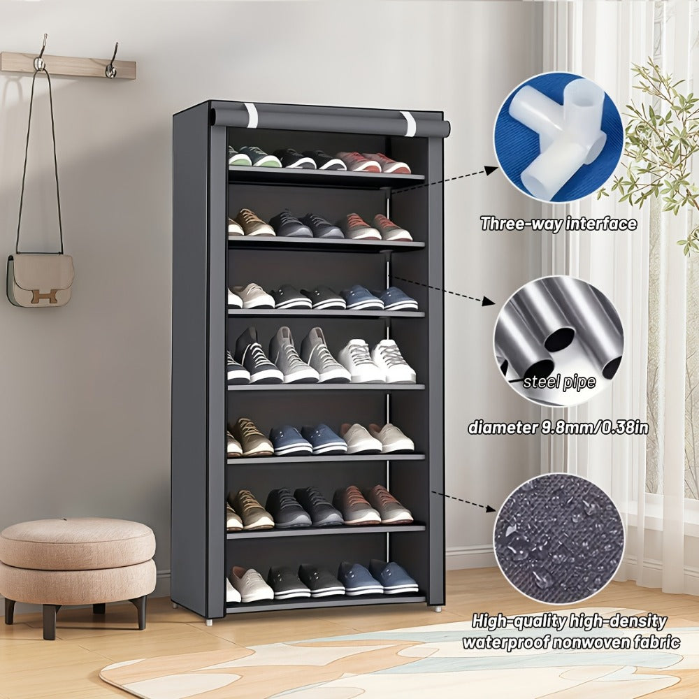 Multi-Tier Fabric Shoe Cabinet with Tool-Free Assembly for Entryway detail image - detail view 23